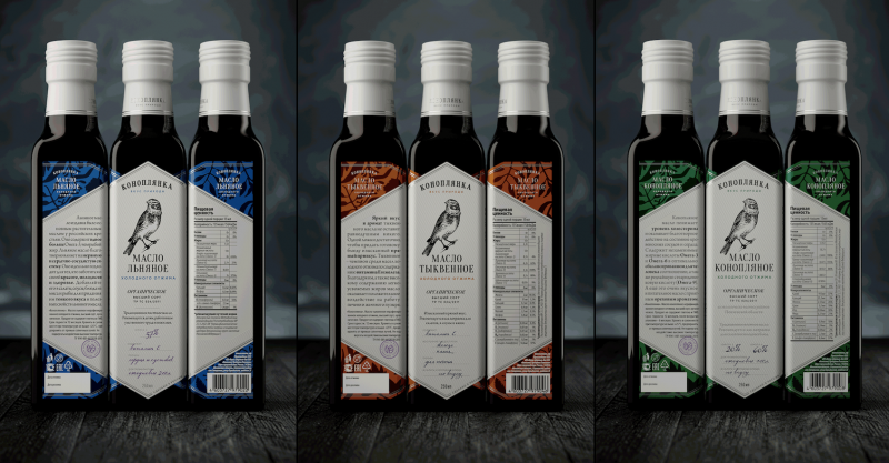 Ohmybrand разработал дизайн упаковки масла "Коноплянка"